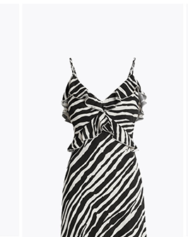 Zebra Lurex Stripe Braided Strap Ruffle Maxi Dress
