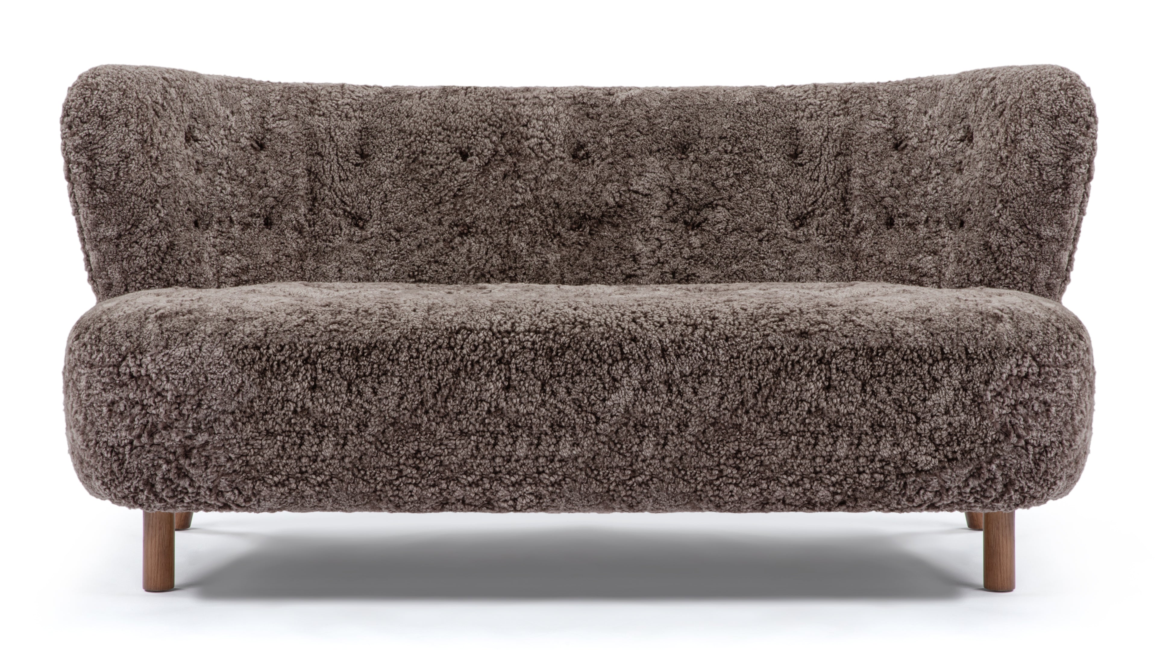 Image of Petra - Petra Sofa, Frosted Coco Luxe Sheepskin and Walnut