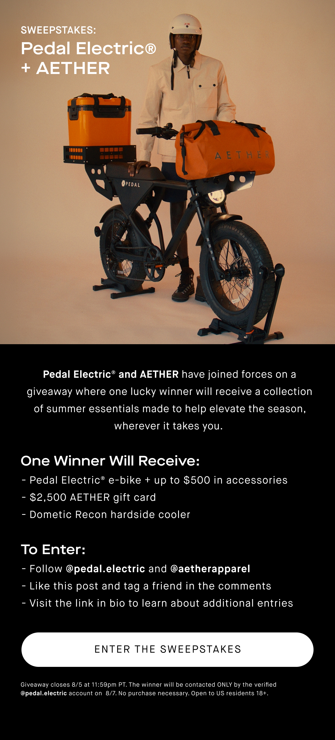 Links to Pedal Electric® + AETHER Sweepstakes
