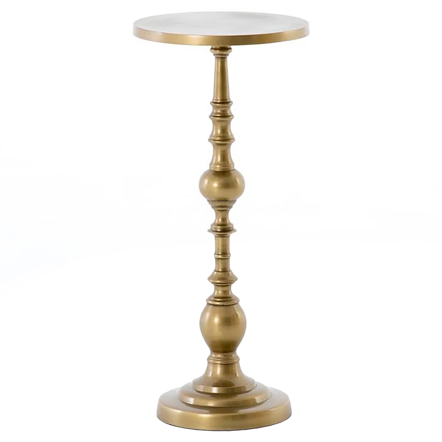 Image of Carson Hollywood Regency Brass Aluminum Round Pedestal End Table