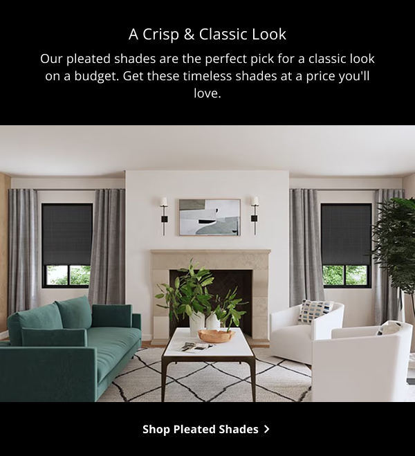 A Crisp & Classic Look | Our pleated shades are the perfect pick for a classic look on a budget. Get these timeless shades at a price you'll love. | SHOP PLEATED SHADES >