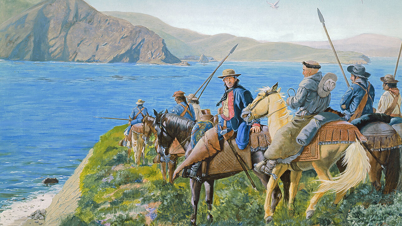 Painting of a view of San Francisco Bay on the Anza Trail, California
