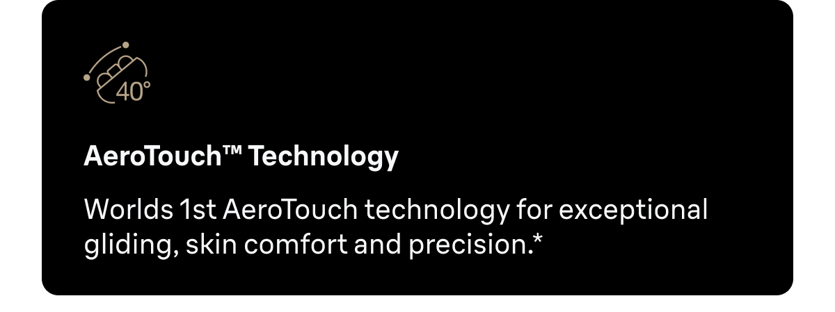 World's 1st AeroTouch™ Technology for exceptional gliding, skin comfort and precision.*