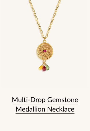 Multi-Drop Gemstone Medallion Necklace