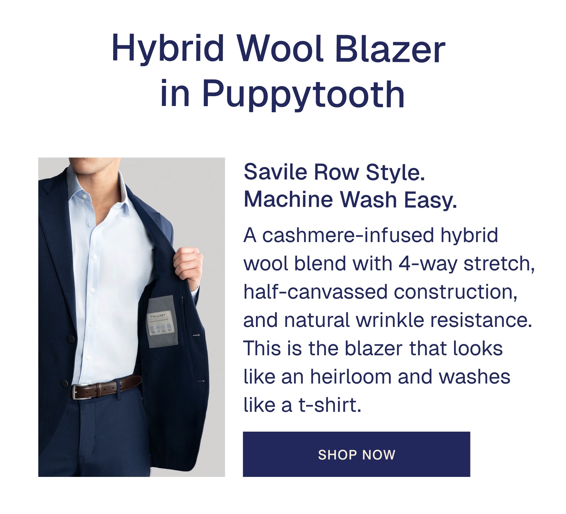 Hybrid Wool Blazer  in Puppytooth