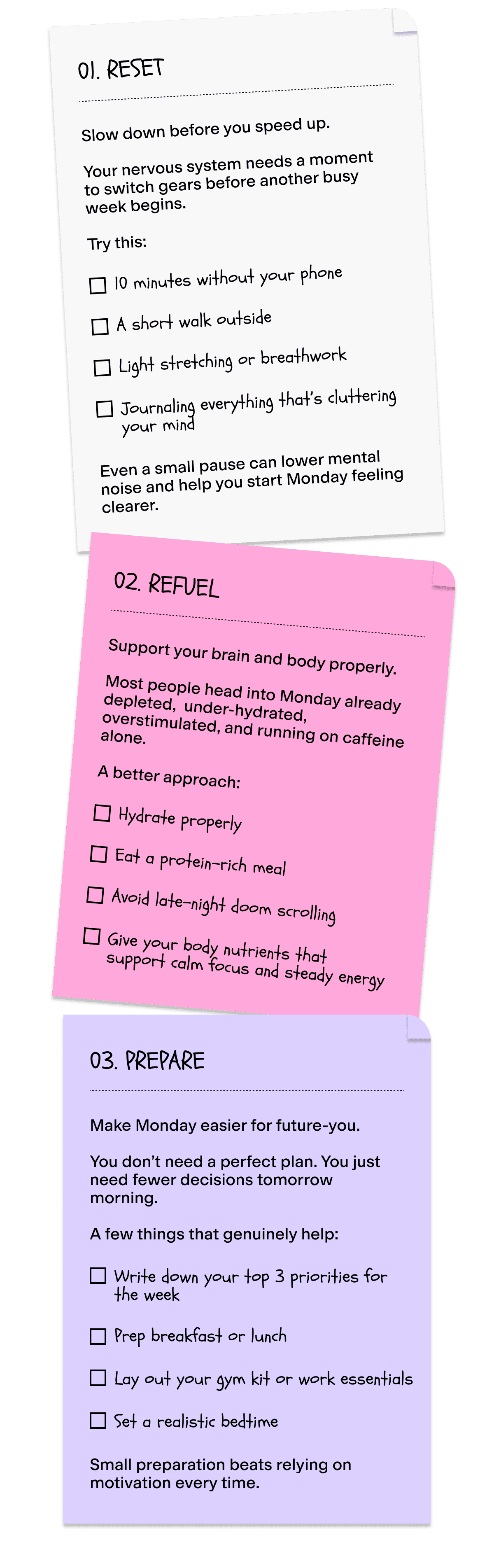 Reset, refuel, prepare before your week starts. 