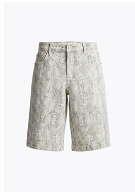 Long Board Printed Denim Shorts