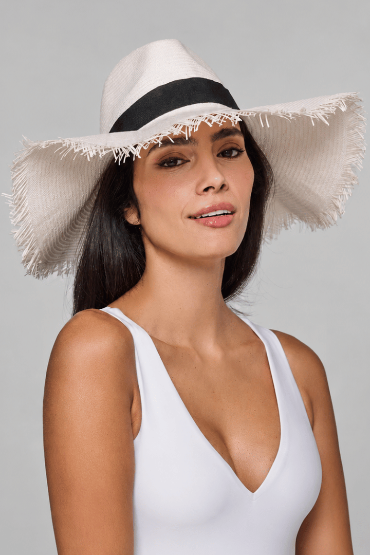 Nassau Shantung Straw Frayed Sun Hat