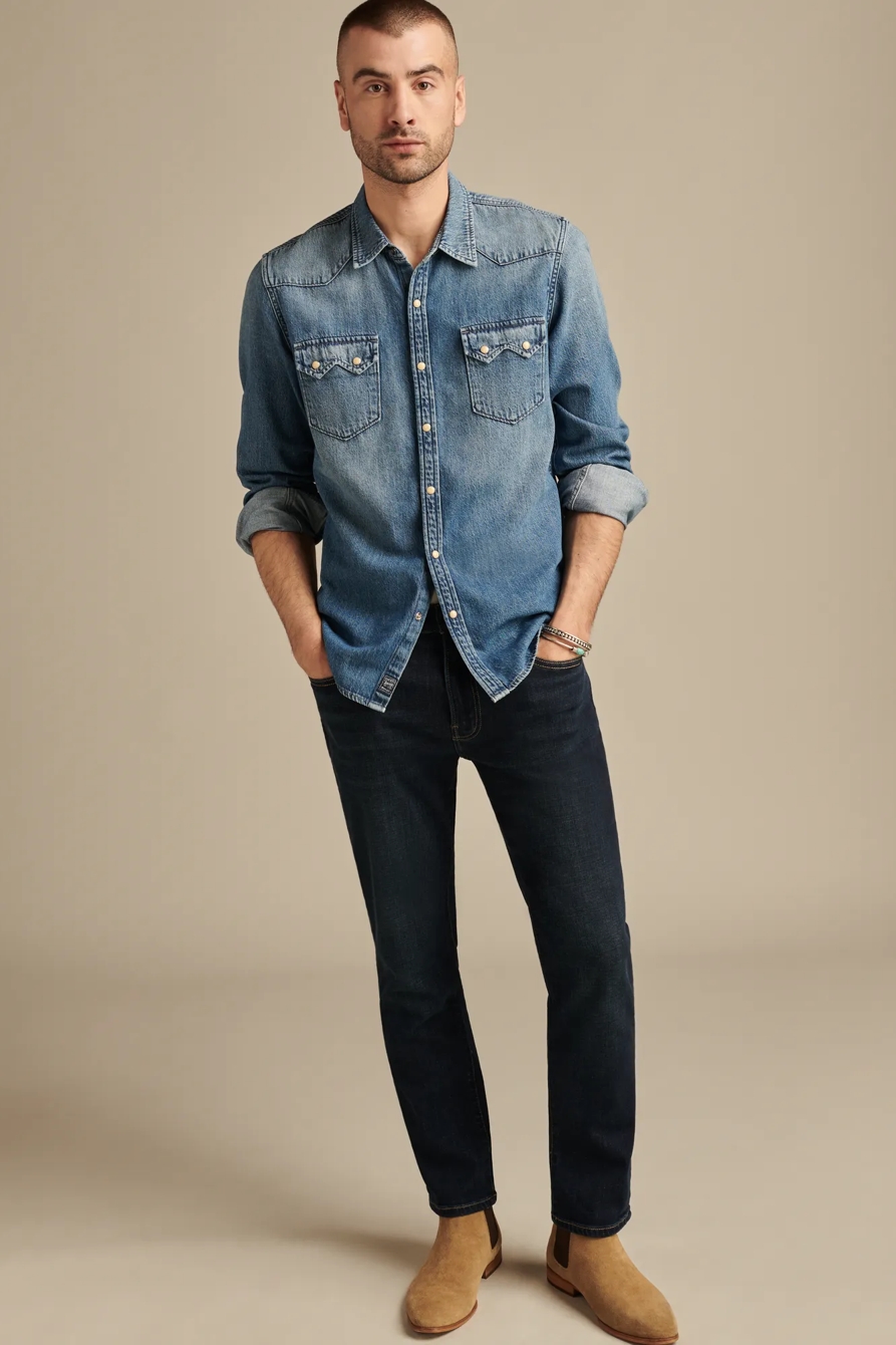 Image of Lucky Brand 223 Straight Coolmax Stretch Jean - Men's Pants Denim Straight Leg Jeans in Falcon