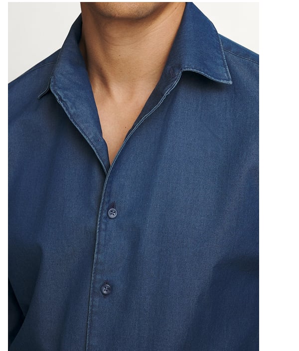 The Riviera Washed Denim Shirt in Slate Blue