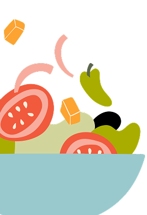 Illustration representing fresh salad ingredients.