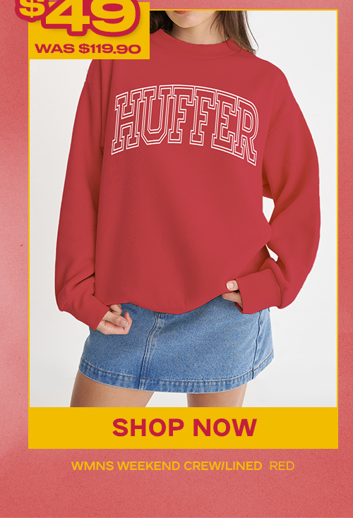WMNS WEEKEND CREW/LINED RED