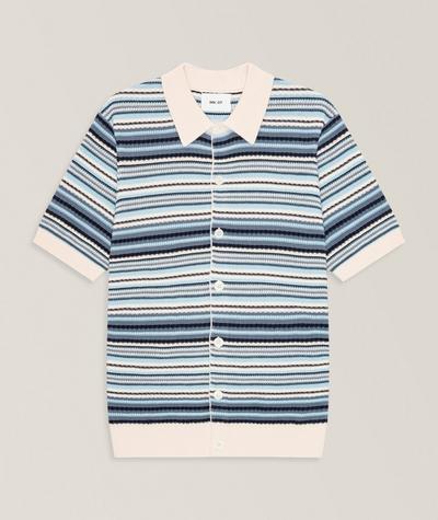 NN07 - Nolan Textured Organic Cotton Polo Cardigan