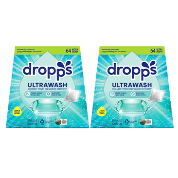 Dropps Ultrawash Biobased* Power Dishwasher Detergent Pacs, Lemon Citrus, 128-Count