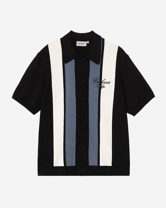 Carhartt WIP Short Sleeve Mello Stripe Knit Shirt | Black