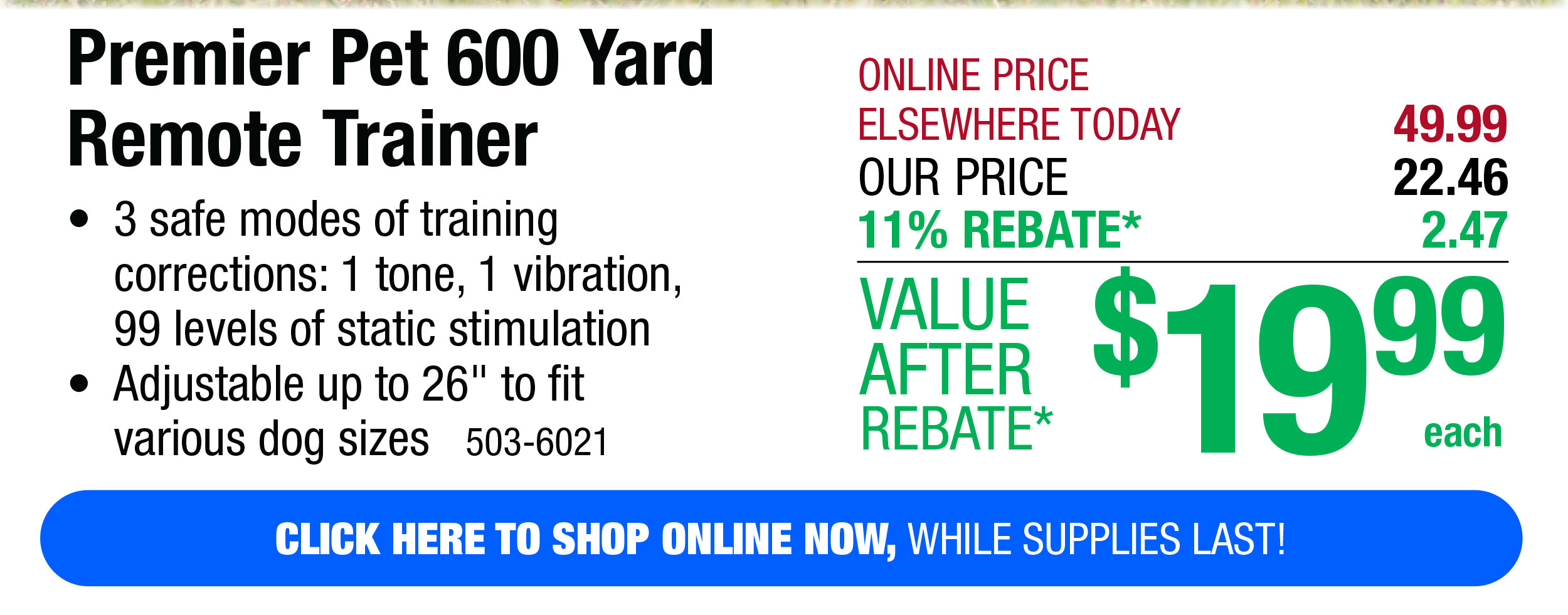 Premier Pet 600 Yard Remote Trainer - Free Shipping To Store!