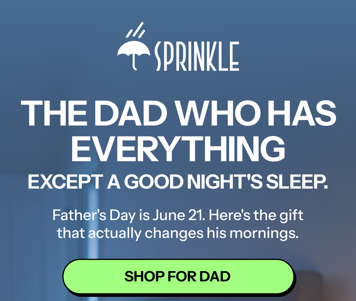 A man sleeping peacefully with Sprinkle sleep products on a bedside table.