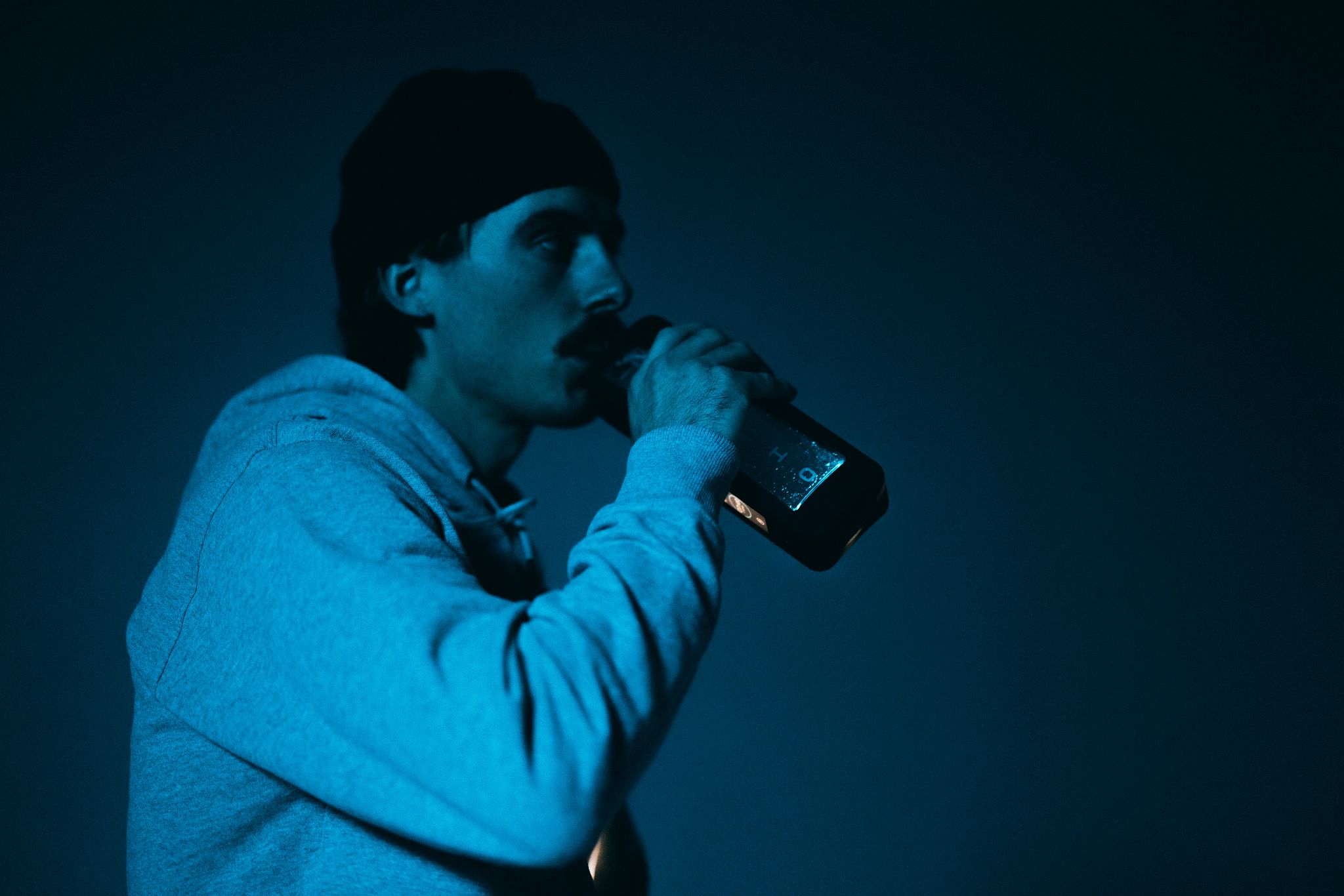 Man with an Echo Flask