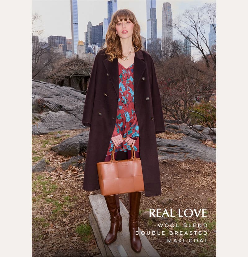 Real Love Wool Blend Double Breasted Maxi Coat - Chocolate