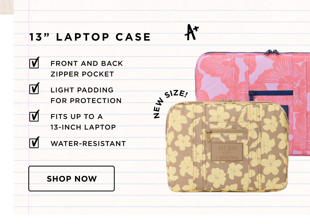 13 Inch Laptop Case&nbsp;Front and back zipper pocket Light padding for protection Fits up to a 13-inch laptop  Water-resistant