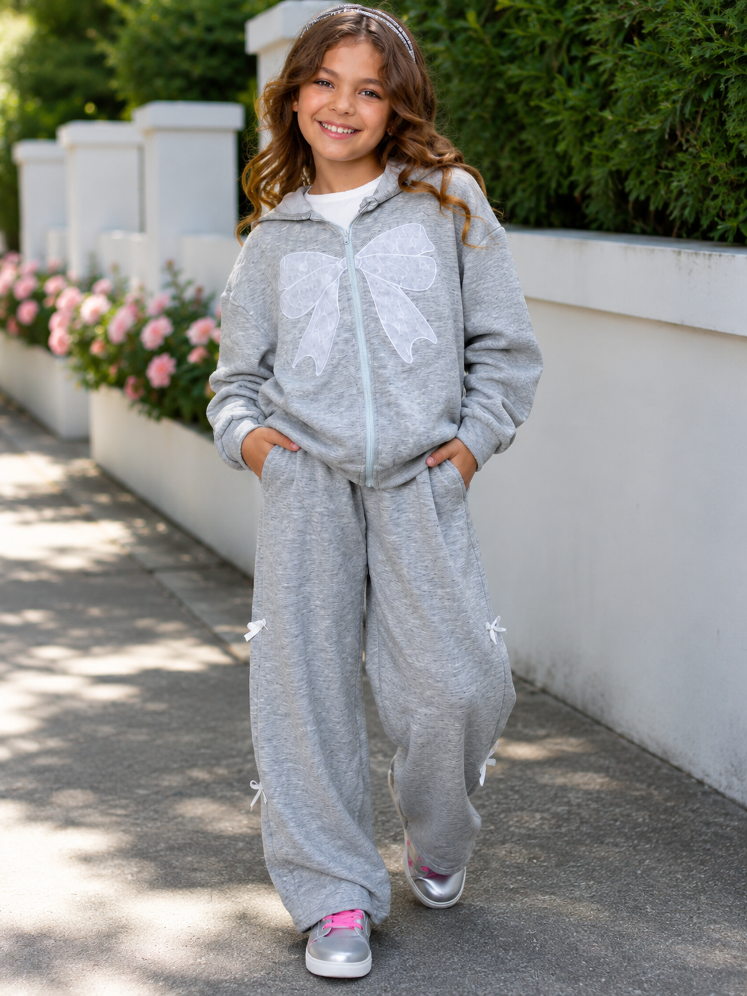 Image of Zip Hooded Jacket and Wide Leg Pant Set
