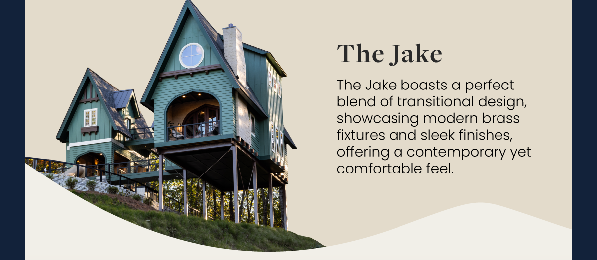 The Jake boasts a perfect blend of transitional design, showcasing modern brass fixtures and sleek finishes, offering. contemporary yet comfortable feel.