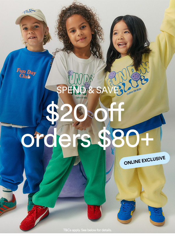 Spend & Save $20 off orders $80+