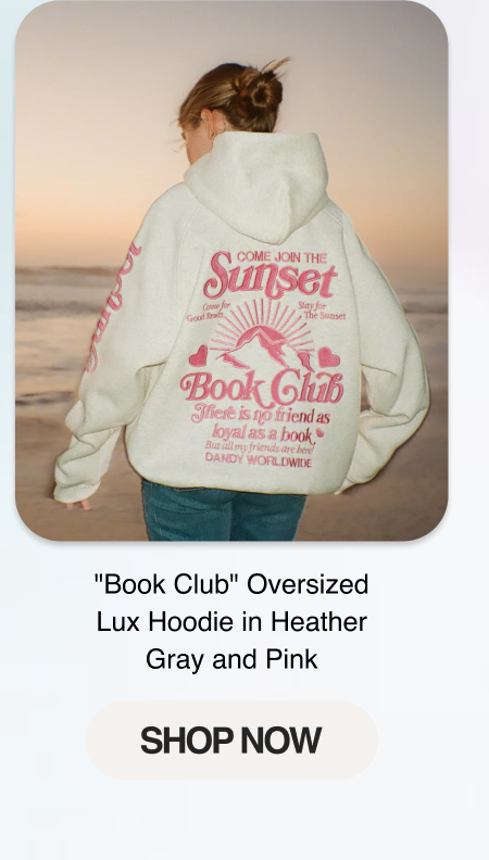 "Book Club" Oversized Lux Hoodie in Heather Gray and Pink