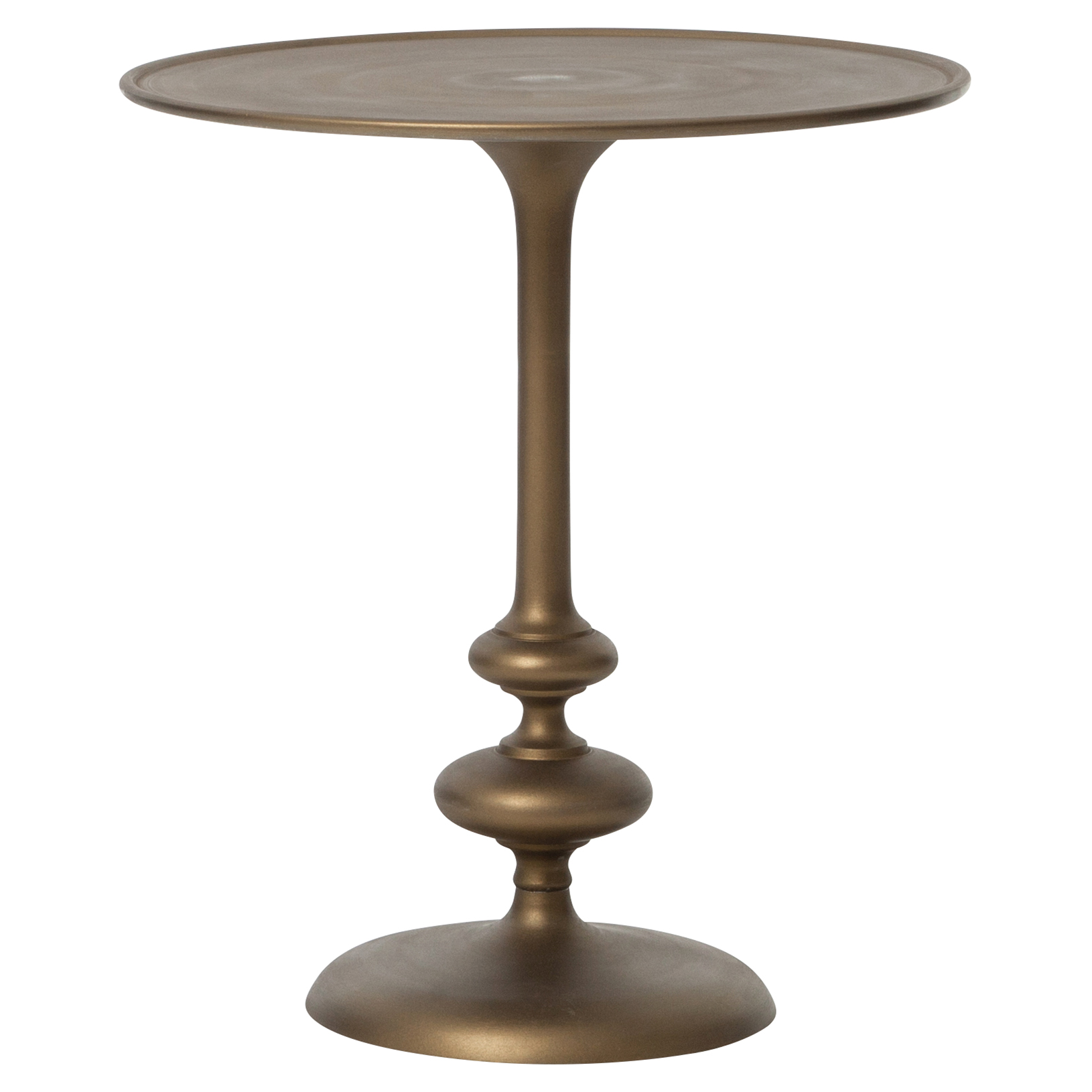 Image of Lupe Industrial Loft Brass Aluminum Matchstick Pedestal Round Side End Table