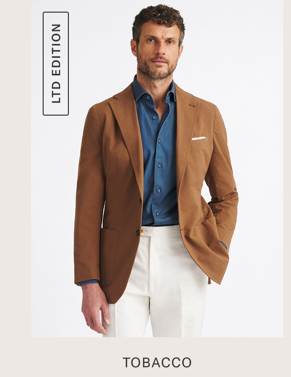 Tobacco Stretch Seersucker Jacket
