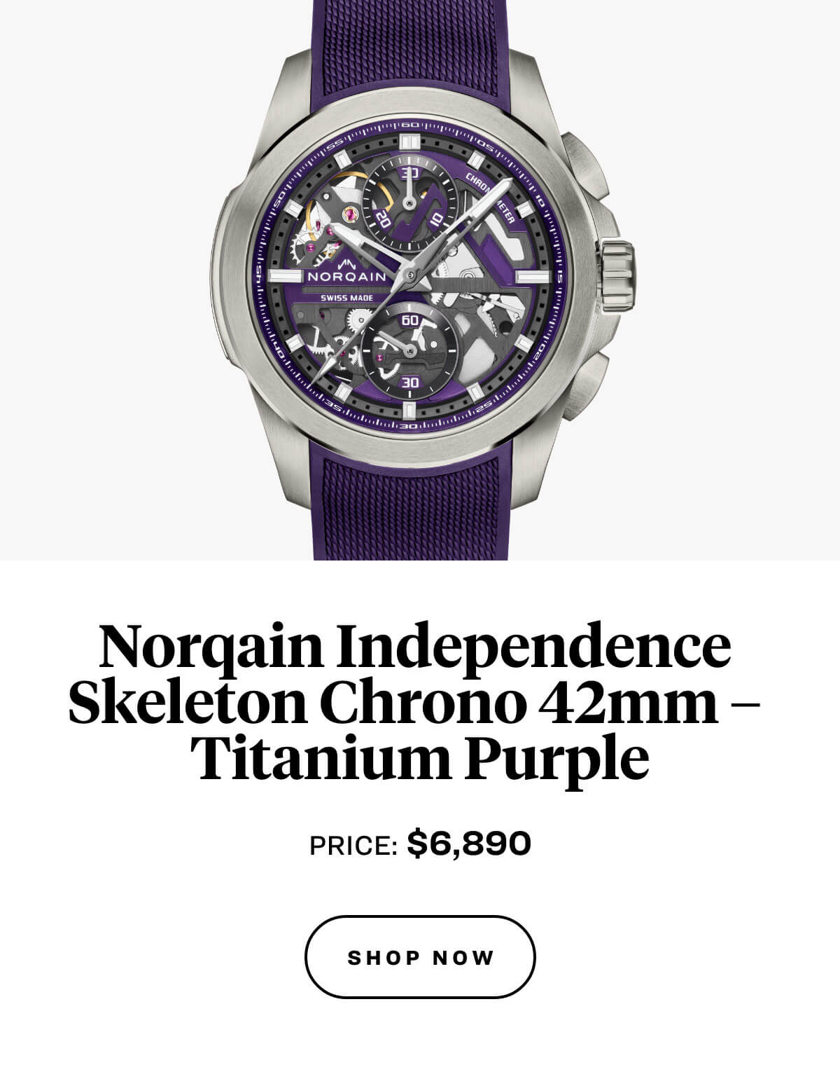 norqain independence skeleton chrono 42mm — titanium purple price $6,890 shop now