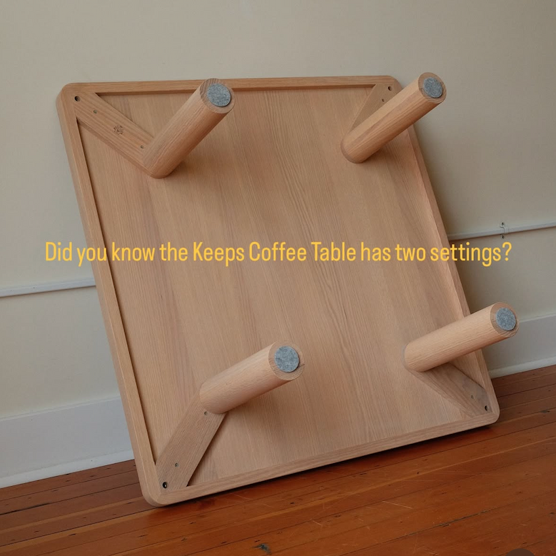 Keeps Square Coffee Table underside adjustable assembly in natural finish