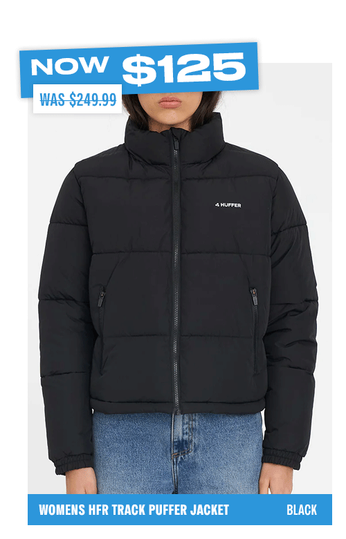 WOMENS HFR TRACK PUFFER JACKET BLACK
