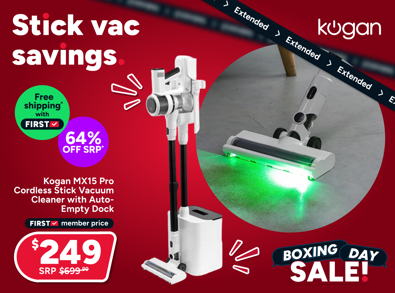 Kogan MX15 Pro Cordless Stick Vacuum Cleaner with Auto-Empty Dock