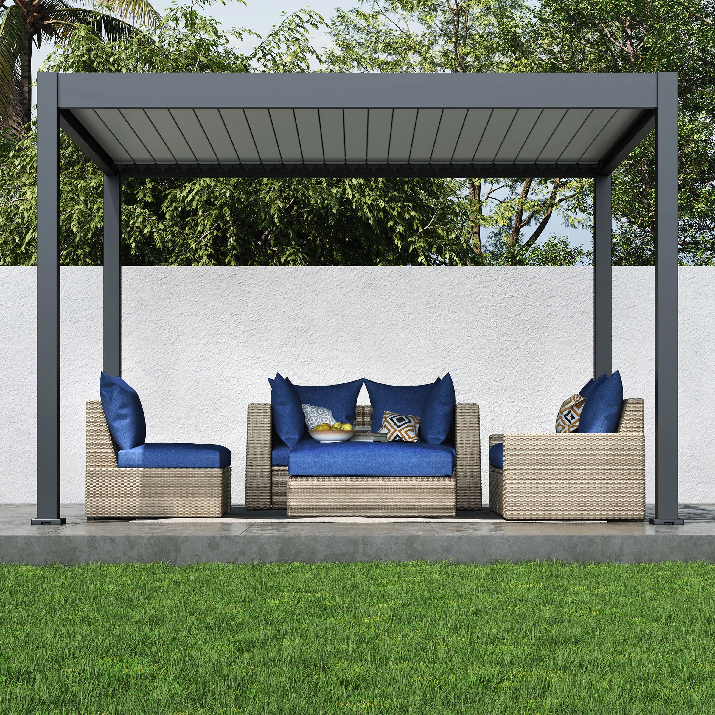 Paragon Lugano Louvered Aluminum Pergola, 12' x 14'
