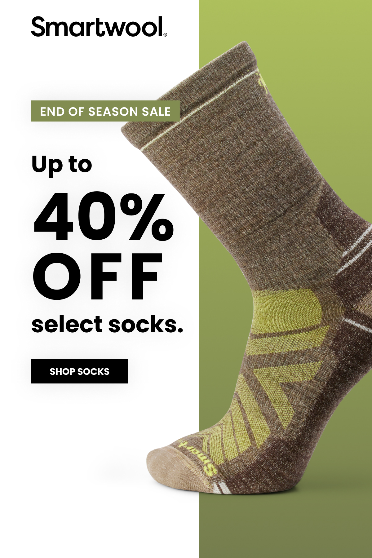 Up to 40% off select socks. Show now.
