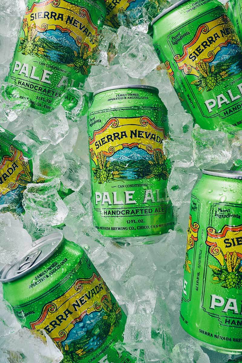 Cans of Pale Ale in ice