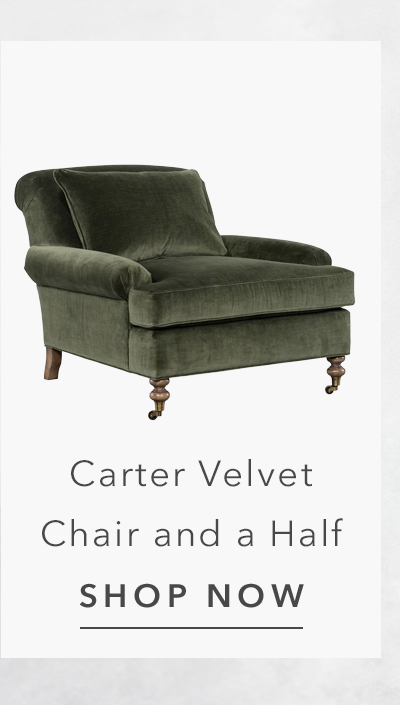 Carter Updated Traditional Green Velvet Caster Chair and a Half