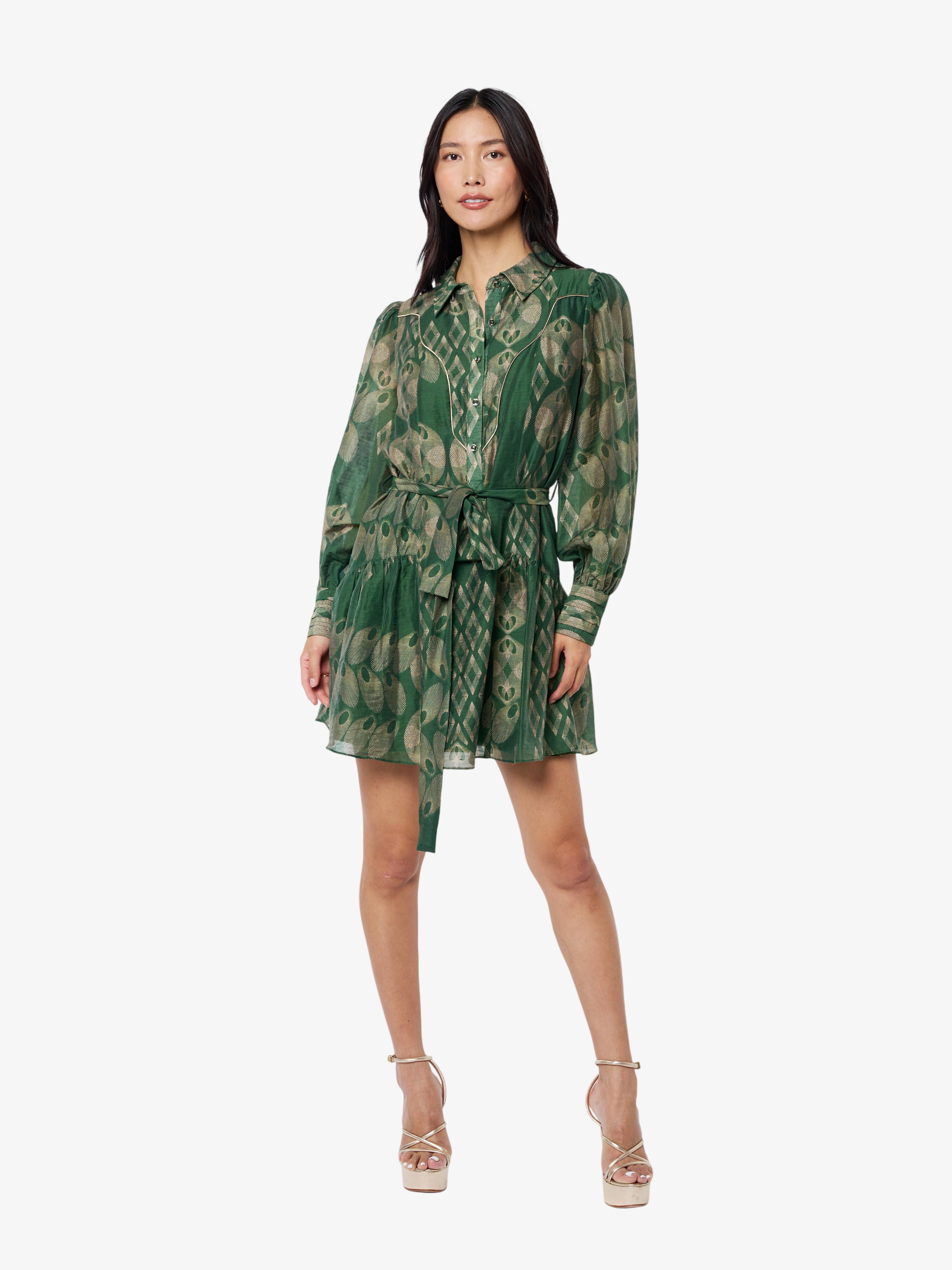 Image of Abbott Printed Mini Shirt Dress
