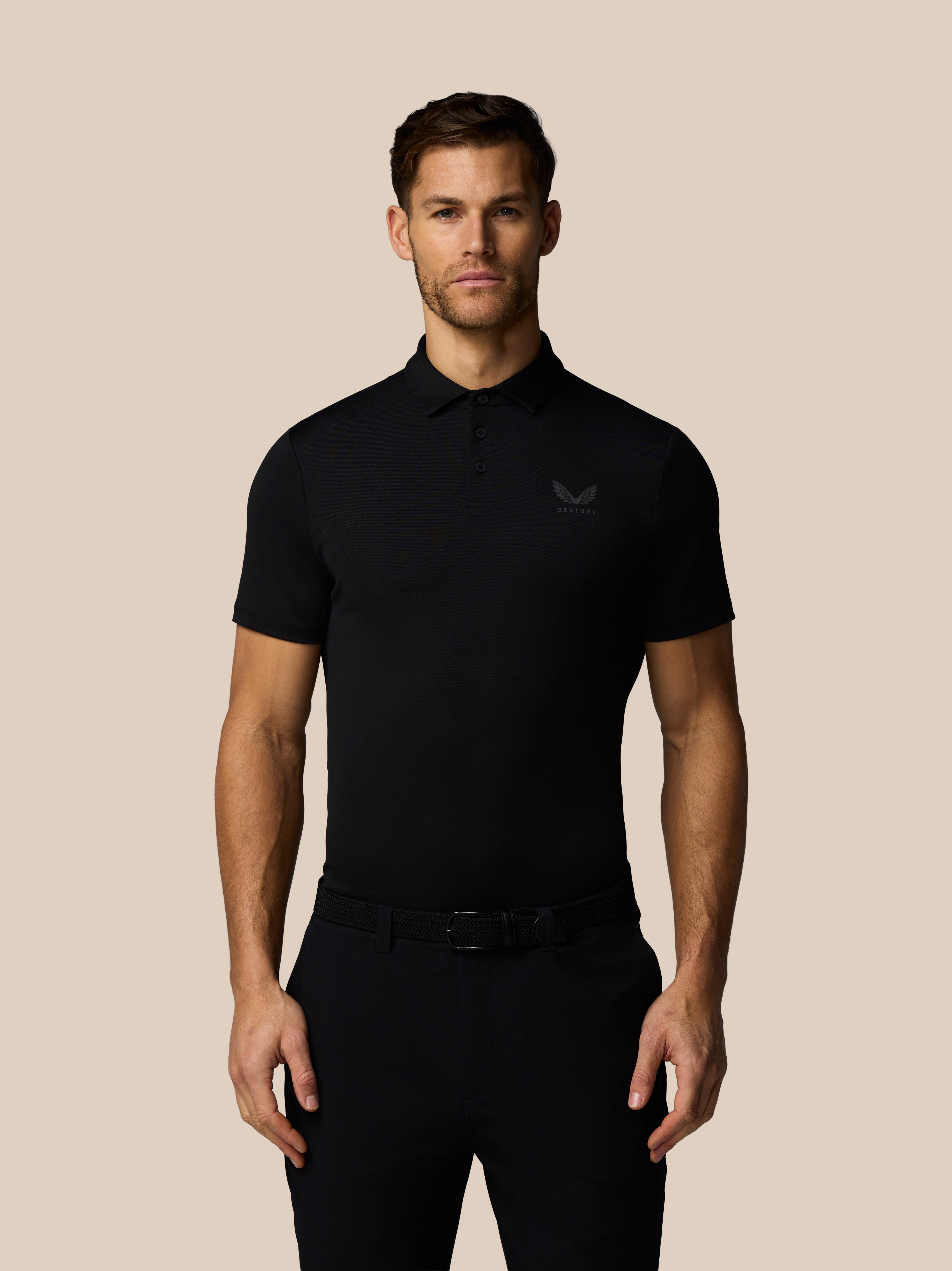 Image of Men’s Golf Essential Short Sleeve Polo Top - Black