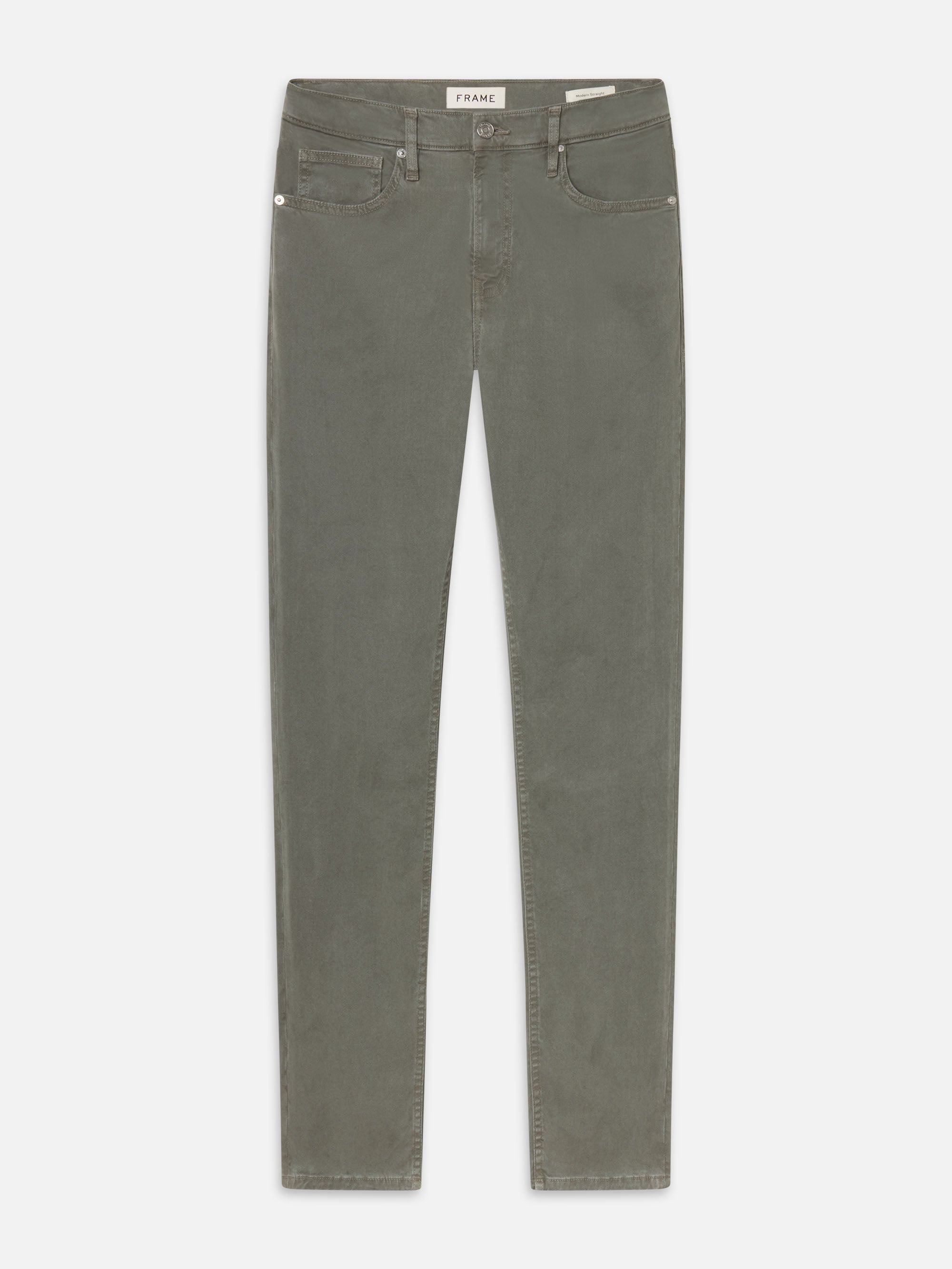 MODERN STRAIGHT STRETCH TWILL IN DUSTY EMERALD