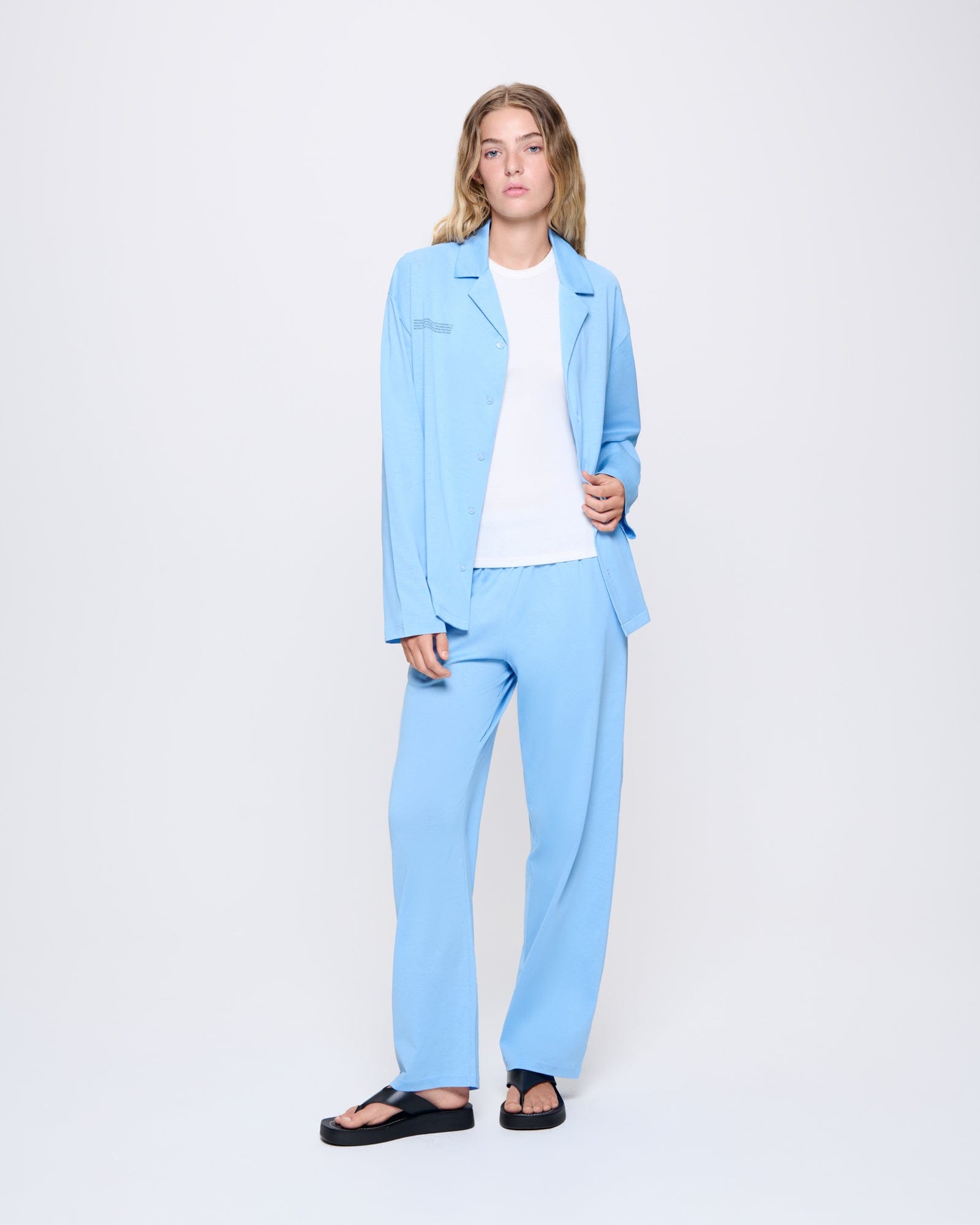 Image of Womens 365 Lightweight Long Pyjama Set—lake blue