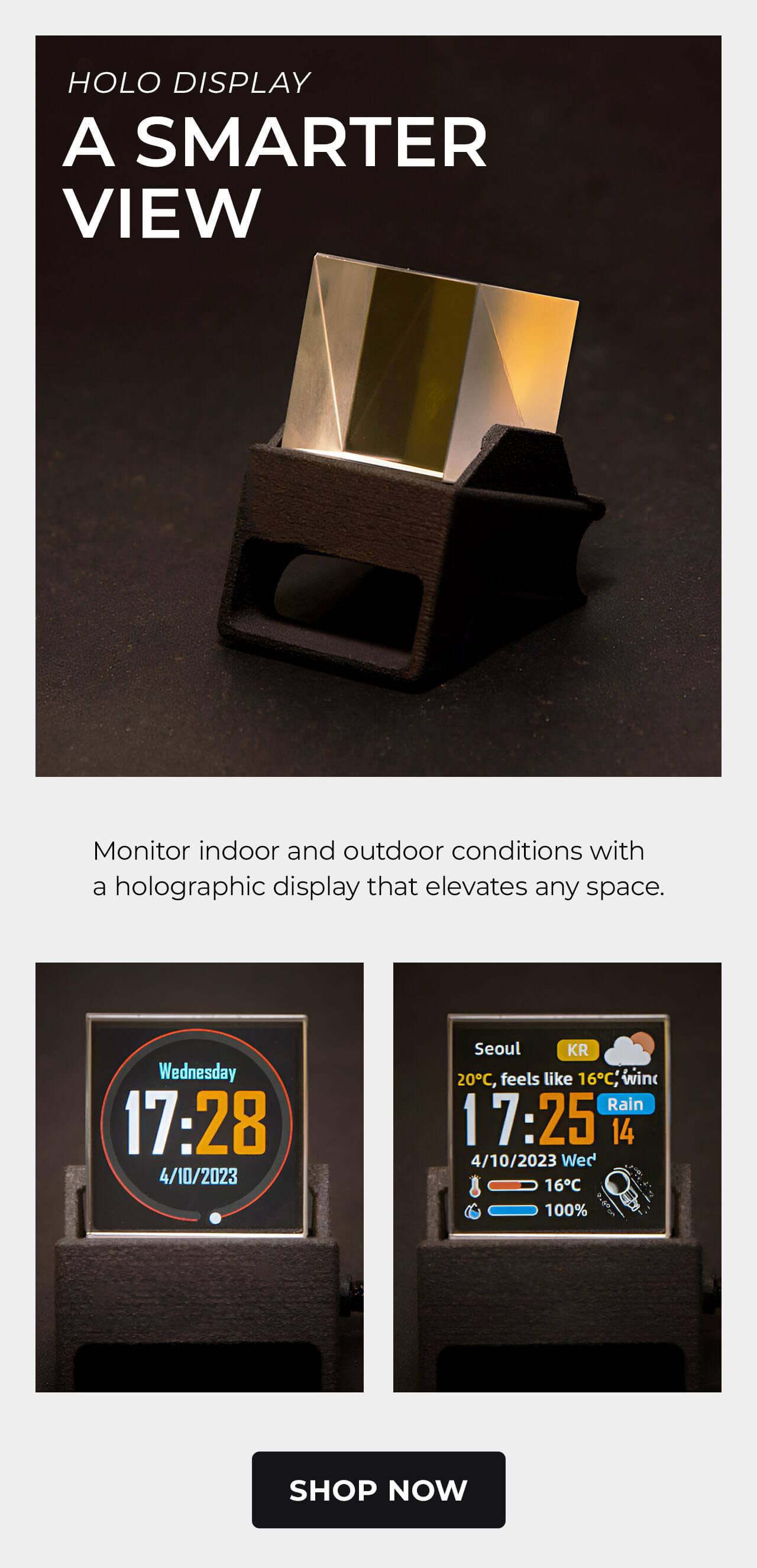 Holo Display: 3D Holographic Weather Station & Digital Clock