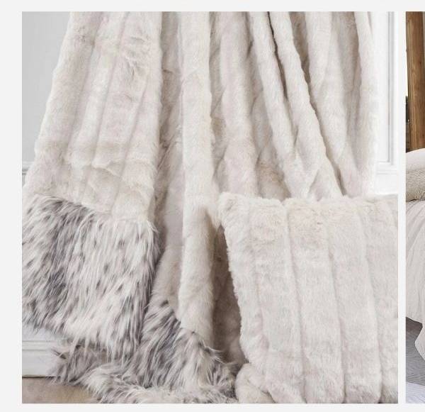 White Mink Throw Pillow