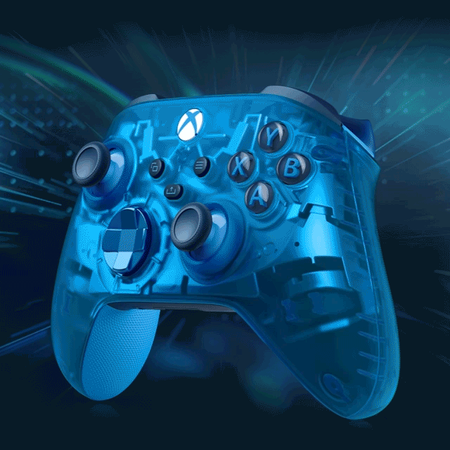 An angled front profile image of the Xbox Wireless Controller – Sky Cipher Special Edition.