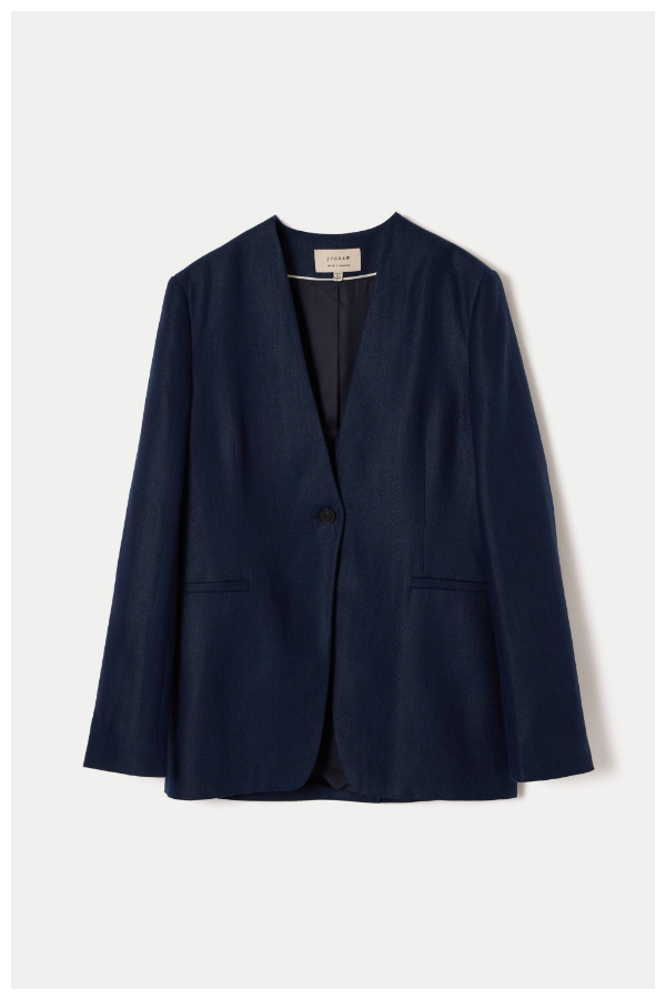 Irish Linen Collarless Blazer