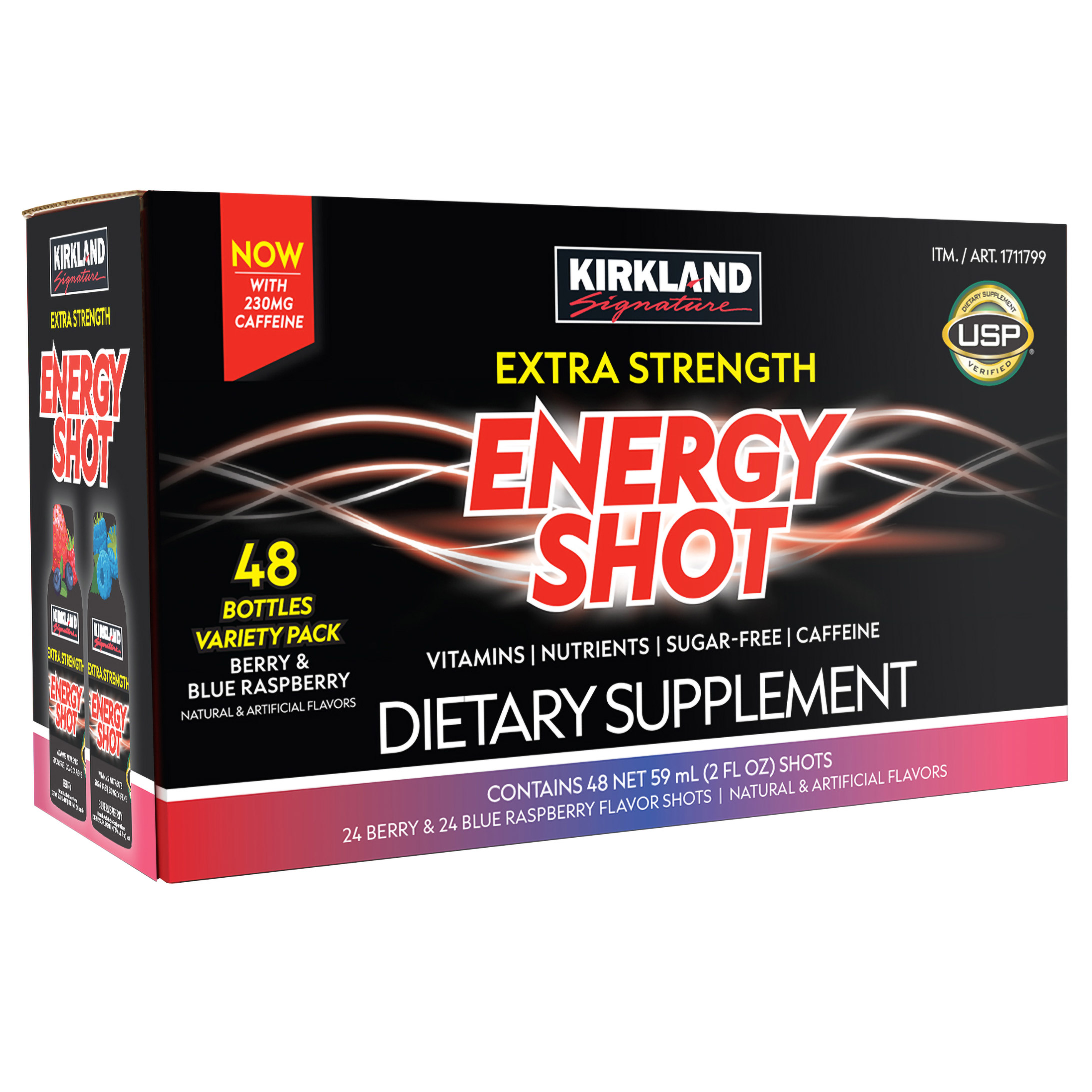 Kirkland Signature Extra Strength Energy Shot, 48 Bottles, 2 oz Each