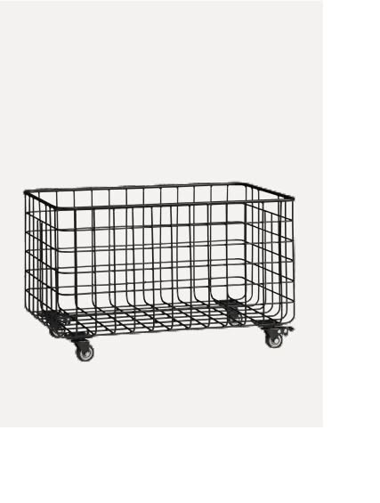 Metal grid rolling storage bin