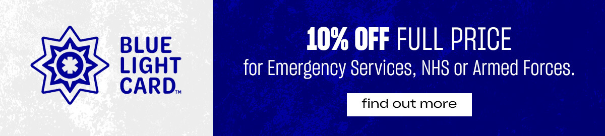 Blue Light Card 10% off full price for emergency services, NHS or Armed Forces. Find out more