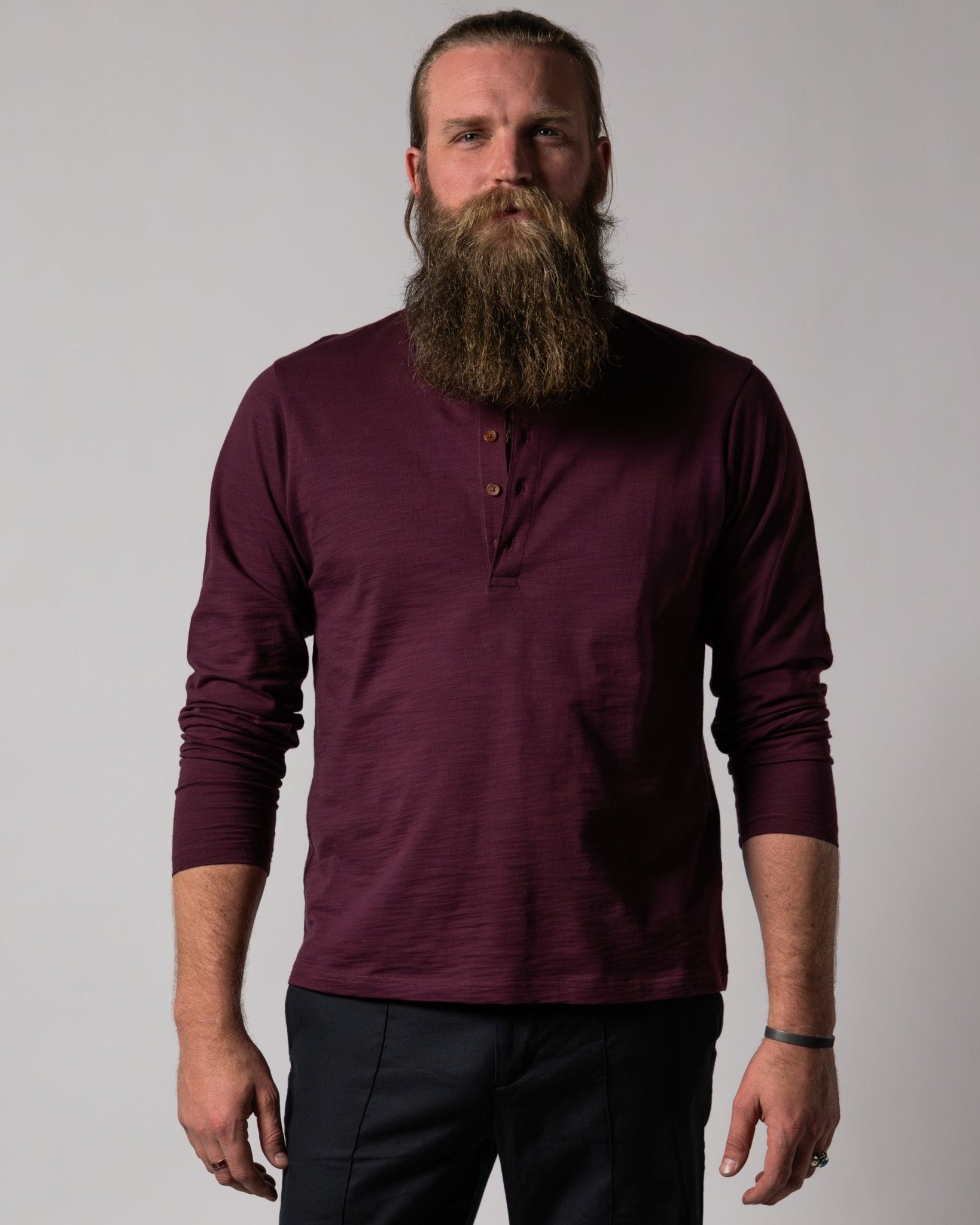 Image of The Ensenada Long Sleeve Henley - Bordeaux